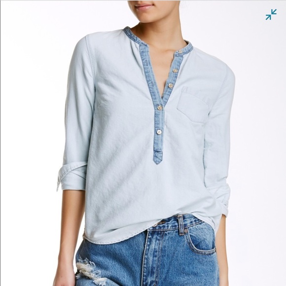 J. Crew Tops - J. Crew Chambray Half Buttondown Popover Top